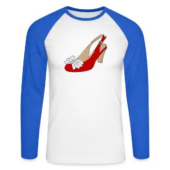 Chaussure Femme Chaussure - T-shirt baseball manches longues Homme - blanc/bleu royal - Devant - Nik (191cm)