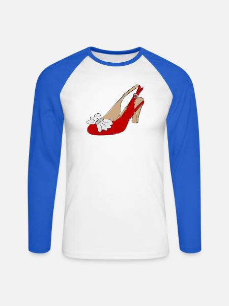 Shoe Women's Shoe - Unisex Long Sleeve Baseball T-Shirt - white/royal blue