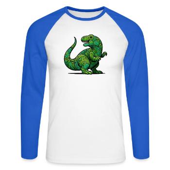 Dinosaur - Unisex Long Sleeve Baseball T-Shirt - white/royal blue - Front - Nik (191cm)
