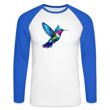 Kolibri - Unisex Baseballshirt langarm - Weiß/Royalblau - Vorne - Nik (191cm)