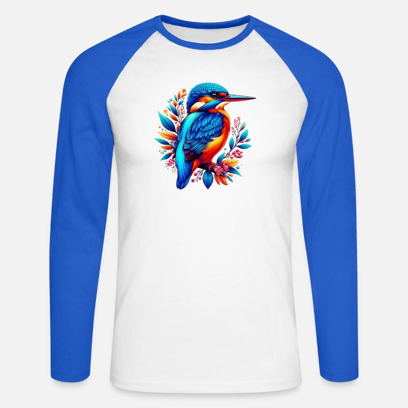 Eisvogel - Unisex Baseballshirt langarm - Weiß/Royalblau
