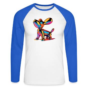 Colorful Pop-Art Balloon Dog - Unisex Baseballshirt langarm - Weiß/Royalblau - Vorne - Nik (191cm)