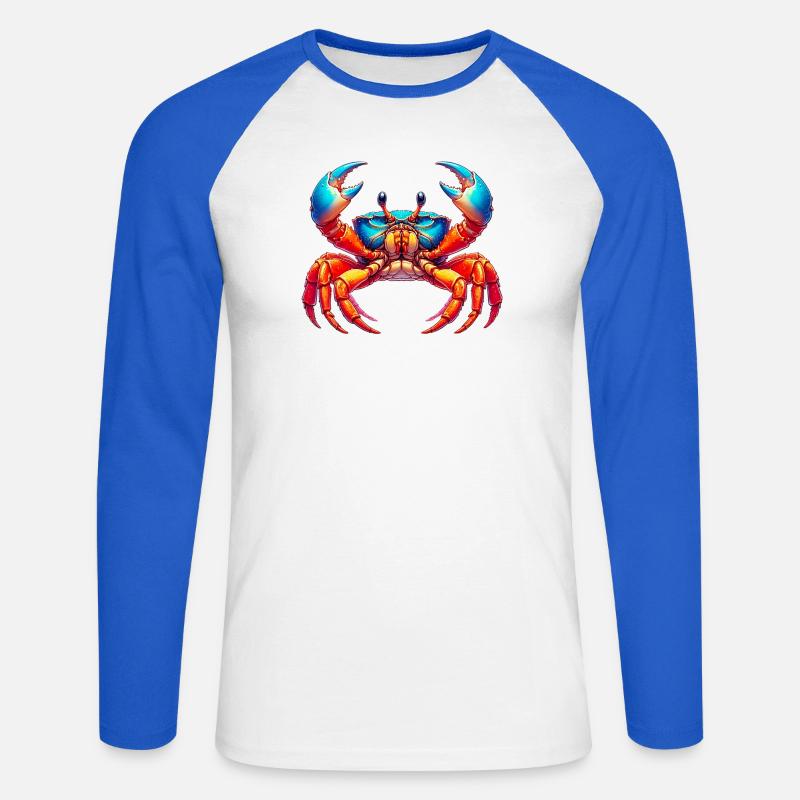 Crab - Unisex Long Sleeve Baseball T-Shirt - white/royal blue