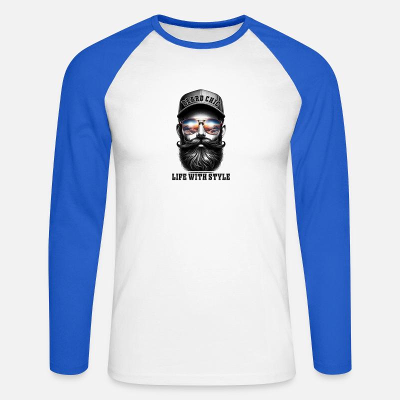 Beard Chic Crépuscule - Unisex Baseballshirt langarm - Weiß/Royalblau