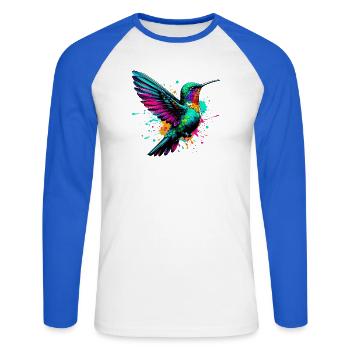 Kolibri - Unisex Baseballshirt langarm - Weiß/Royalblau - Vorne - Nik (191cm)