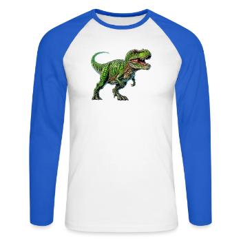 Dinosaur - Unisex Long Sleeve Baseball T-Shirt - white/royal blue - Front - Nik (191cm)
