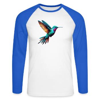 Colibri - T-shirt baseball manches longues Homme - blanc/bleu royal - Devant - Nik (191cm)