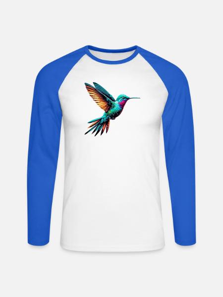 Hummingbird - Unisex Long Sleeve Baseball T-Shirt - white/royal blue
