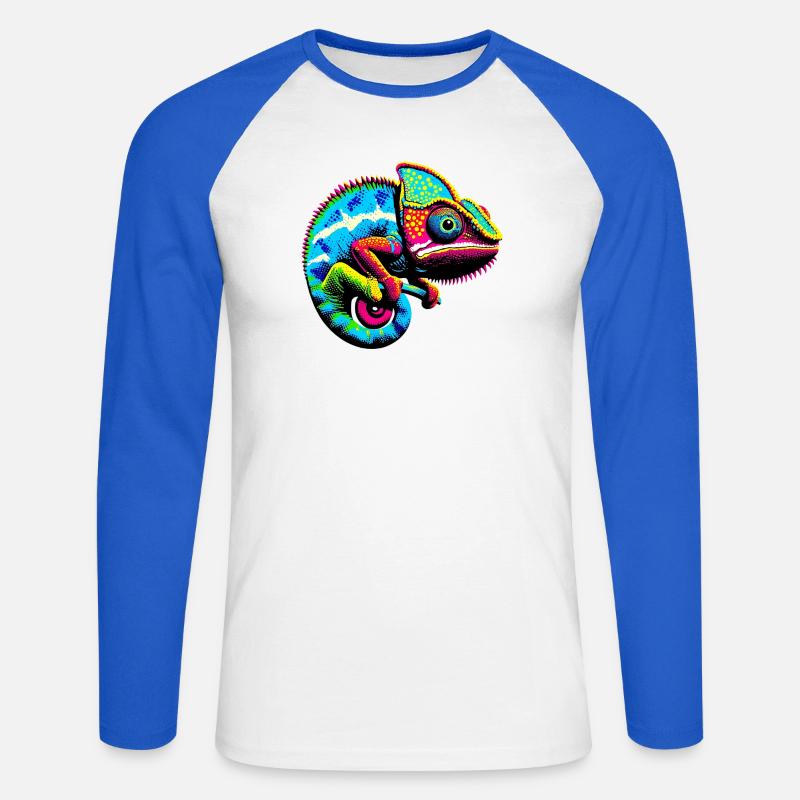 Chamäleon - Unisex Baseballshirt langarm - Weiß/Royalblau