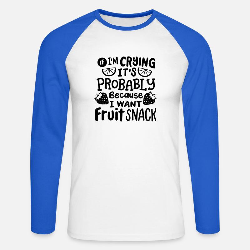 Fruchtsnacks - Unisex Baseballshirt langarm - Weiß/Royalblau