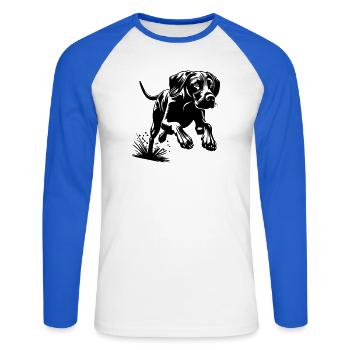Magyar Vizsla - T-shirt baseball manches longues Homme - blanc/bleu royal - Devant - Nik (191cm)