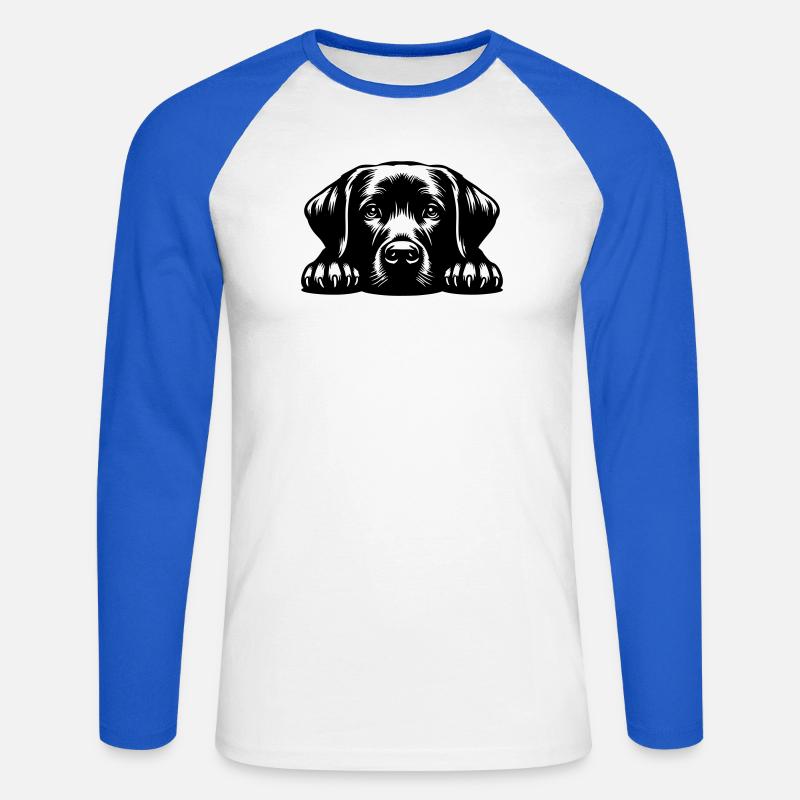 Labrador Kopf mit Pfoten - Unisex Baseballshirt langarm - Weiß/Royalblau