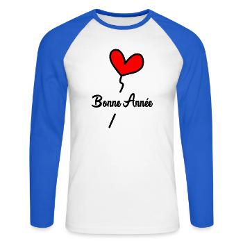 HAPPY NEW YEAR. NEW YEAR'S EVE - Unisex Long Sleeve Baseball T-Shirt - white/royal blue - Front - Nik (191cm)
