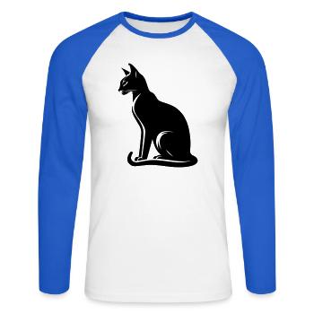 Abessiner Katze - Unisex Baseballshirt langarm - Weiß/Royalblau - Vorne - Nik (191cm)