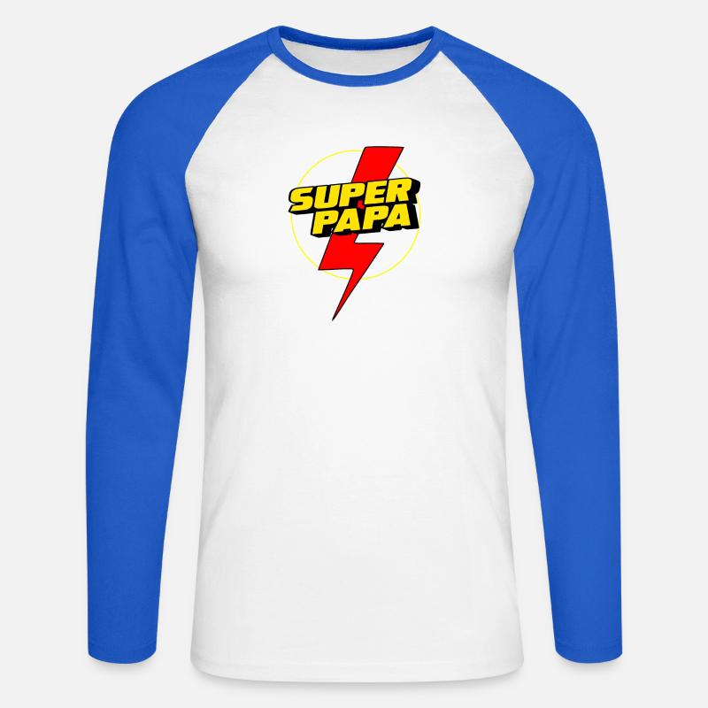 Super papà - Maglia da baseball a manica lunga da uomo - bianco/blu royal