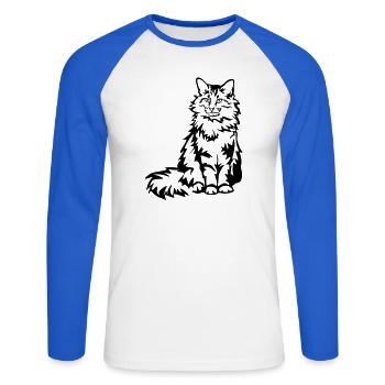 Norwegische Waldkatze - Unisex Baseballshirt langarm - Weiß/Royalblau - Vorne - Nik (191cm)