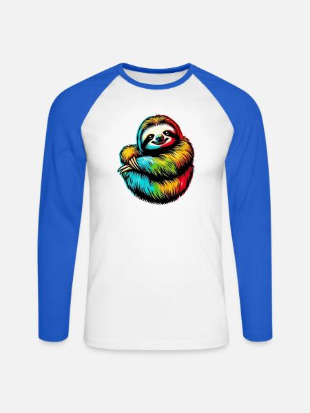 Sloth - Unisex Long Sleeve Baseball T-Shirt - white/royal blue