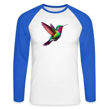 Kolibri - Unisex Baseballshirt langarm - Weiß/Royalblau - Vorne - Nik (191cm)