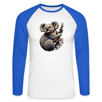 Koala - Unisex Baseballshirt langarm - Weiß/Royalblau - Vorne - Nik (191cm)