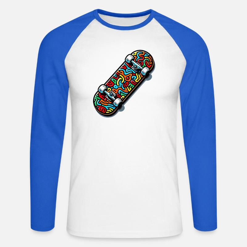 Skateboard - Unisex Long Sleeve Baseball T-Shirt - white/royal blue