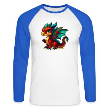 Dragon - Unisex Long Sleeve Baseball T-Shirt - white/royal blue - Front - Nik (191cm)