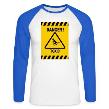 Danger toxic - T-shirt baseball manches longues Homme - blanc/bleu royal - Devant - Nik (191cm)