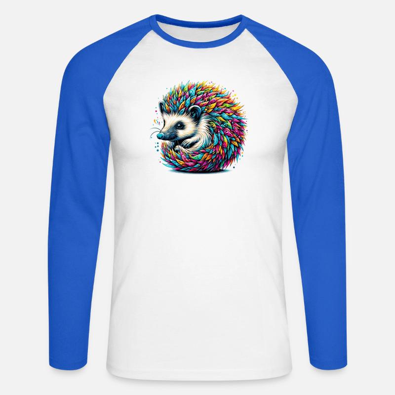 Igel - Unisex Baseballshirt langarm - Weiß/Royalblau