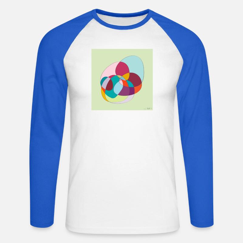 Verschlungene Farbübergänge - Unisex Baseballshirt langarm - Weiß/Royalblau