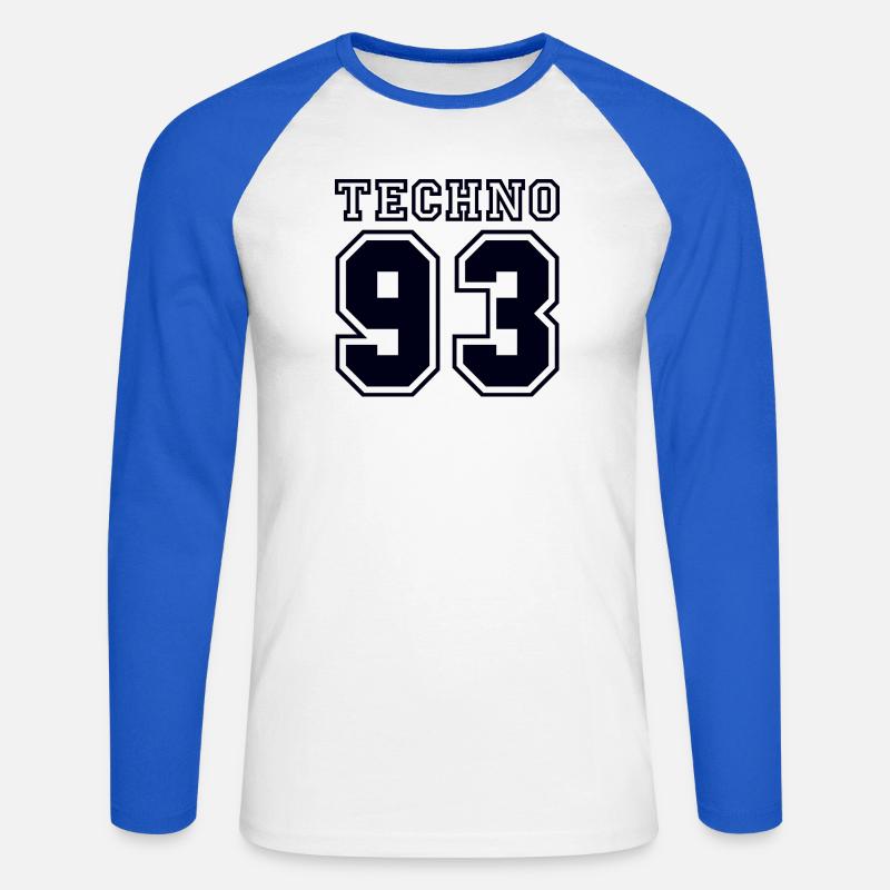TECHNO 93 - Unisex Baseballshirt langarm - Weiß/Royalblau
