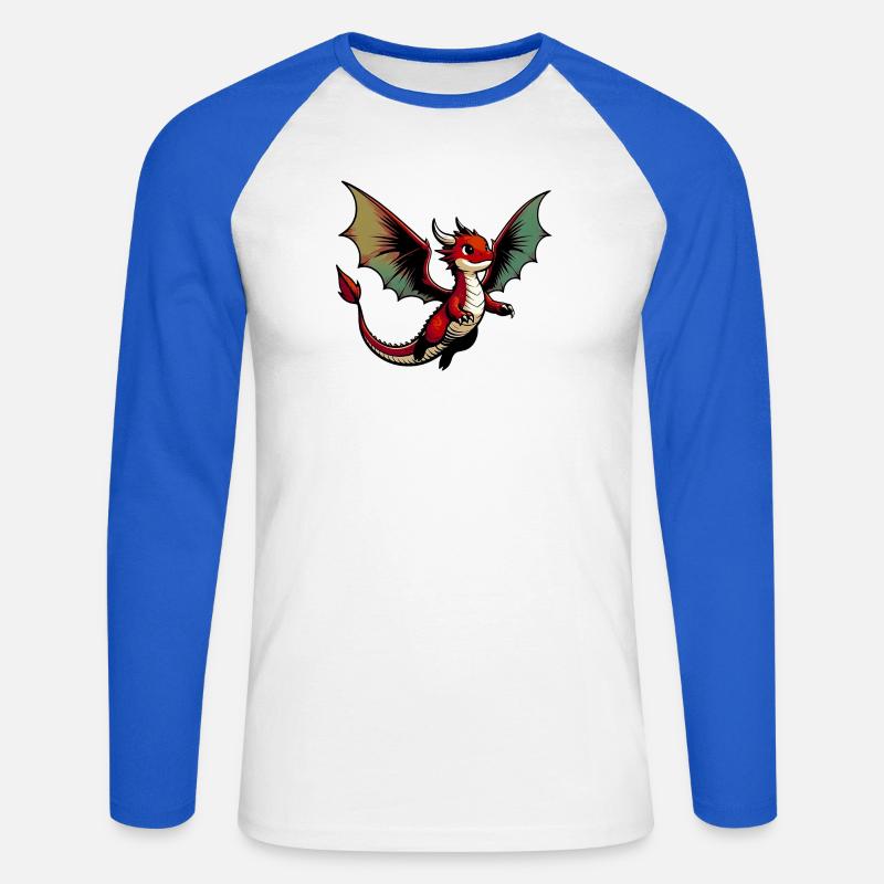 Drago - Maglia da baseball a manica lunga da uomo - bianco/blu royal