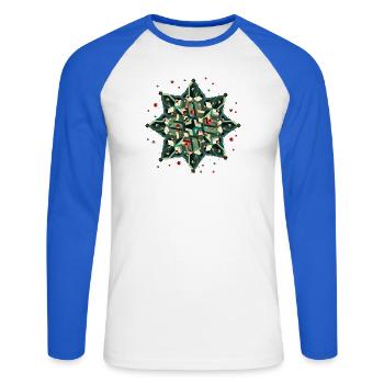 toller Weihnachtsstern im geometrischen Stil - Unisex Baseballshirt langarm - Weiß/Royalblau - Vorne - Nik (191cm)