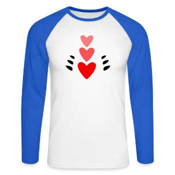 HEART. NOEL. CHRISTMAS. HEARTS. HEART. FATHER's DAY - Unisex Long Sleeve Baseball T-Shirt - white/royal blue - Front - Nik (191cm)