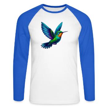 Kolibri - Unisex Baseballshirt langarm - Weiß/Royalblau - Vorne - Nik (191cm)