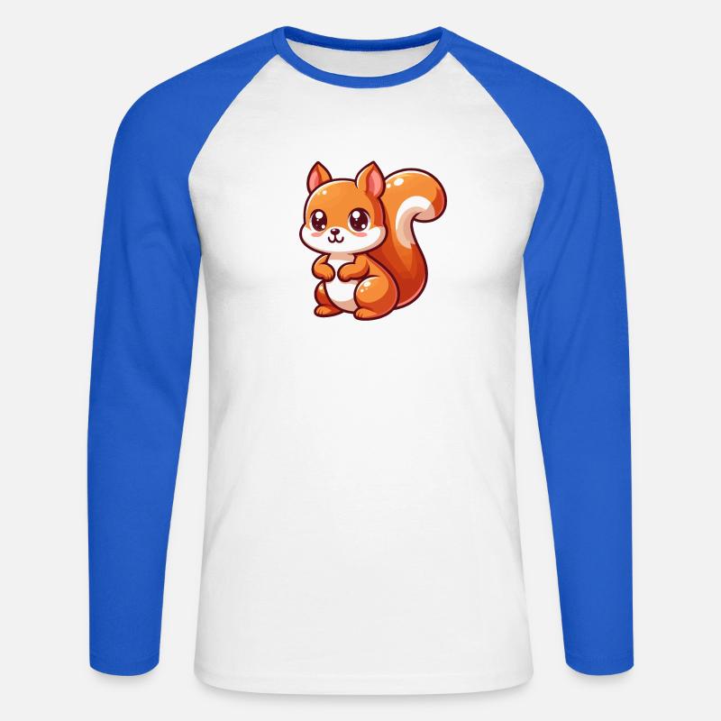 Kawaii Eichhörnchen - Unisex Baseballshirt langarm - Weiß/Royalblau
