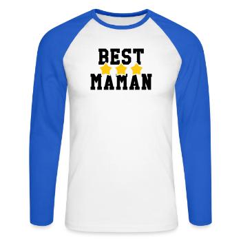 Best Mom - Mother's Day - Unisex Long Sleeve Baseball T-Shirt - white/royal blue - Front - Nik (191cm)