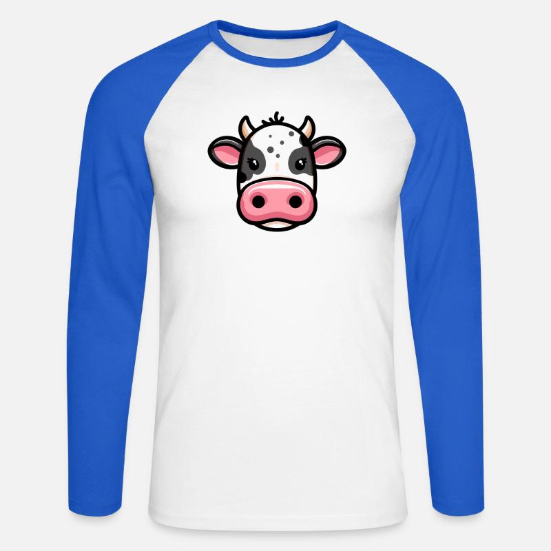 Mucca - Maglia da baseball a manica lunga da uomo - bianco/blu royal