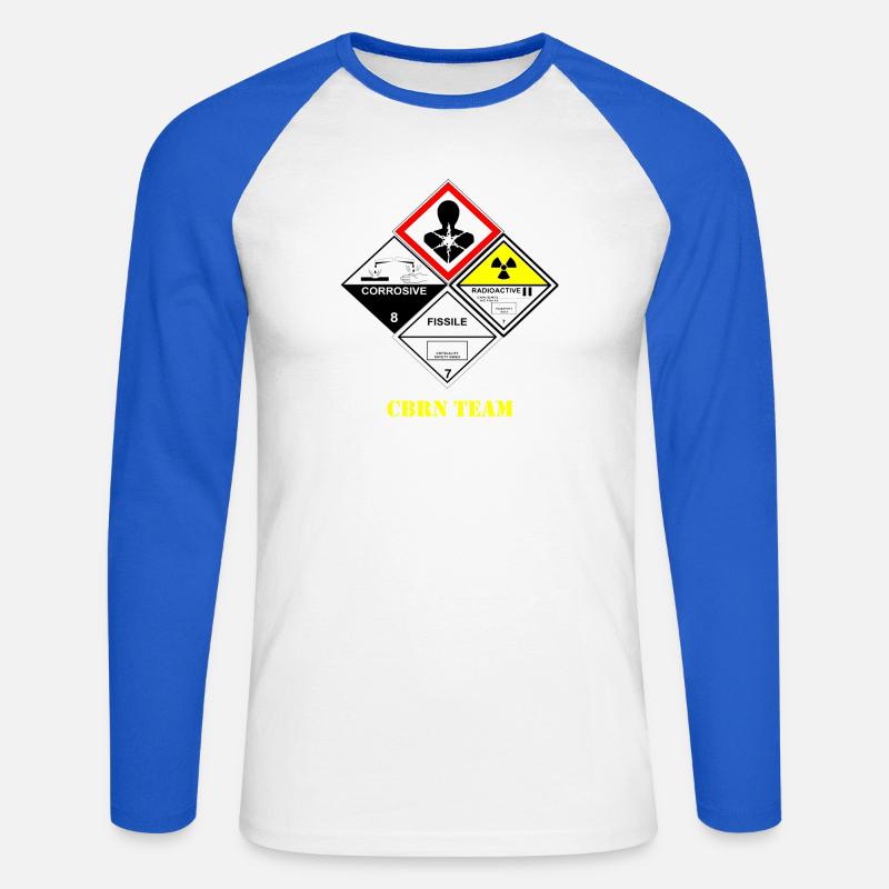 Simboli di pericolo della squadra CBRN - Maglia da baseball a manica lunga da uomo - bianco/blu royal