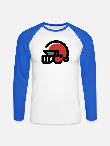American-Football-Helm - Unisex Baseballshirt langarm - Weiß/Royalblau