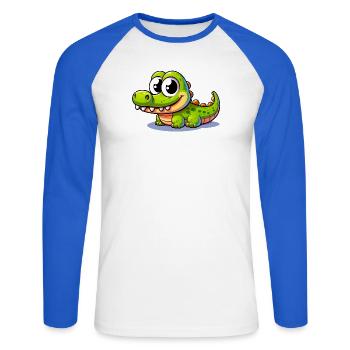 Alligator Crocodile - Unisex Long Sleeve Baseball T-Shirt - white/royal blue - Front - Nik (191cm)