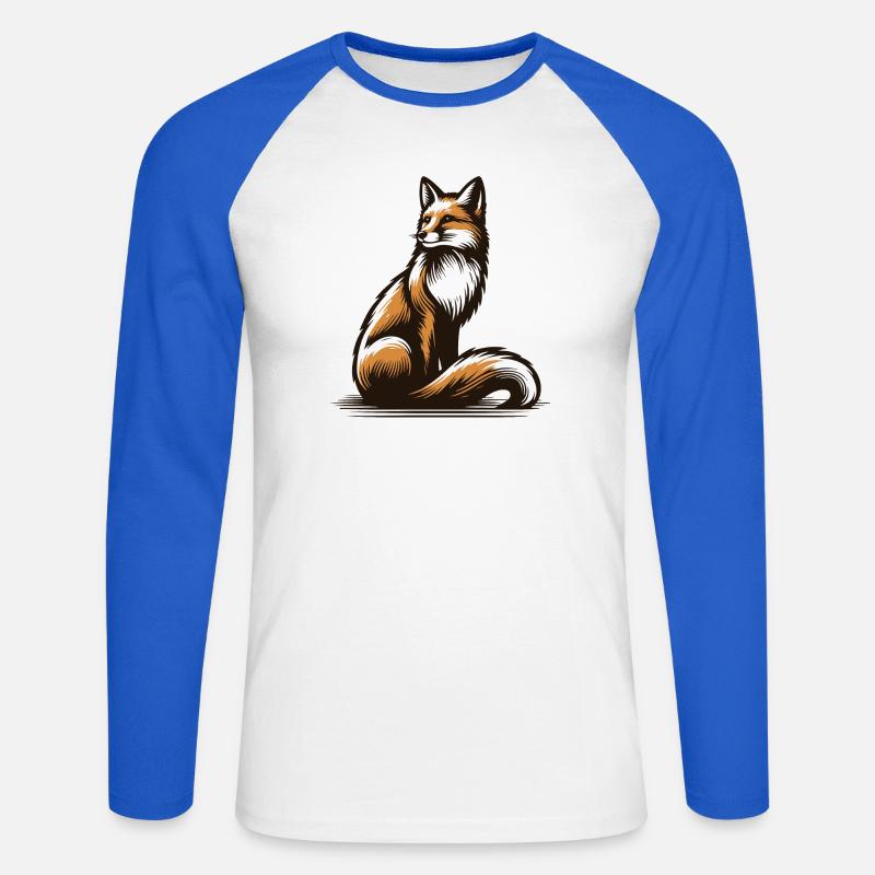 Fox - Unisex Baseballshirt langarm - Weiß/Royalblau