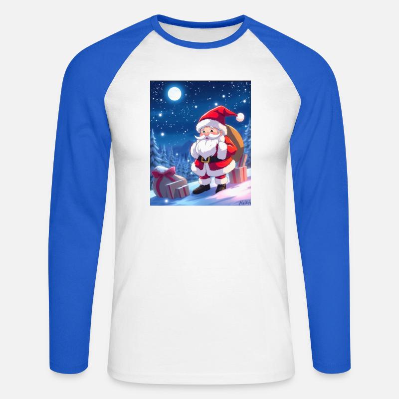Weihnachts man mit Geschenke Sack - Unisex Baseballshirt langarm - Weiß/Royalblau