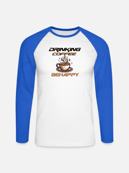 coffee.Glücklich sein mit Kaffee - Unisex Baseballshirt langarm - Weiß/Royalblau