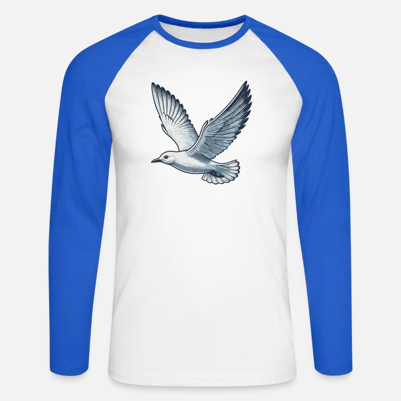 Möwe - Unisex Baseballshirt langarm - Weiß/Royalblau