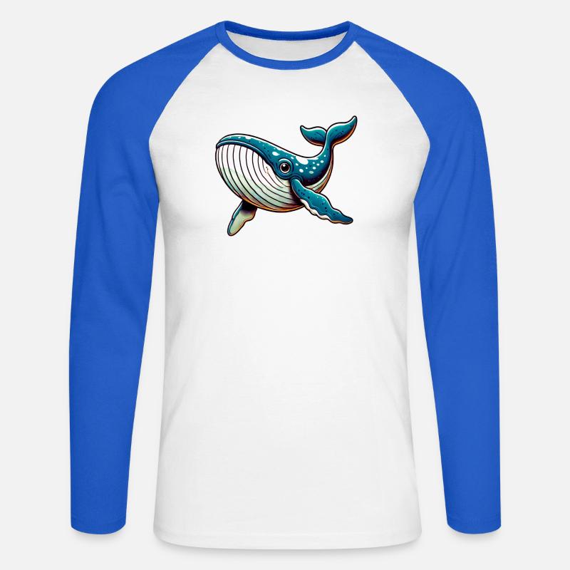 Whale - Unisex Long Sleeve Baseball T-Shirt - white/royal blue