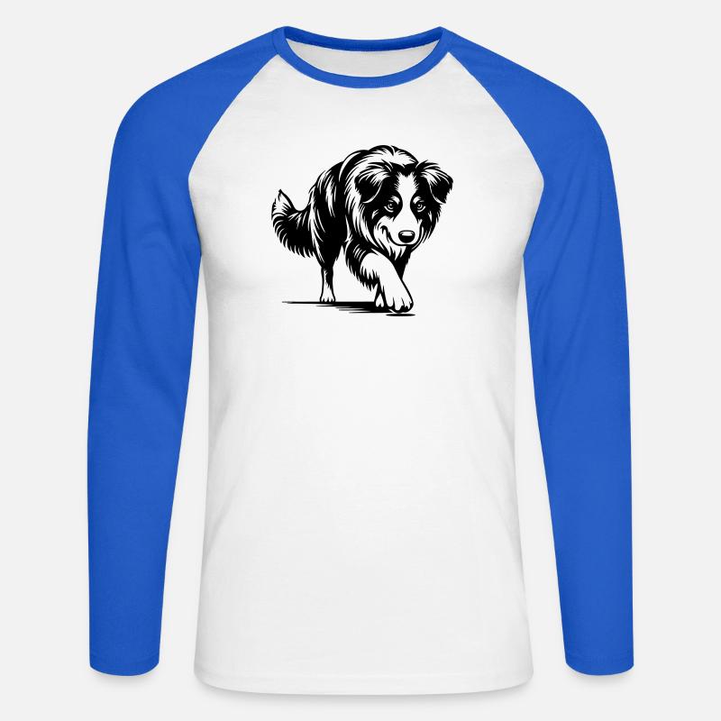 Australian Shepherd - Unisex Baseballshirt langarm - Weiß/Royalblau