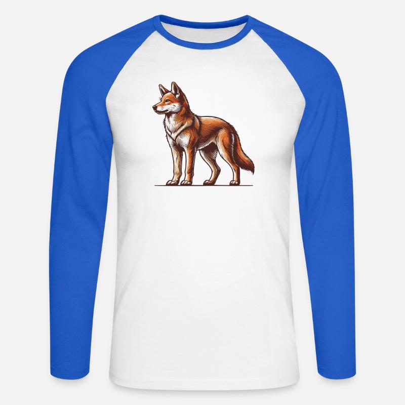 Dingo - Unisex Baseballshirt langarm - Weiß/Royalblau