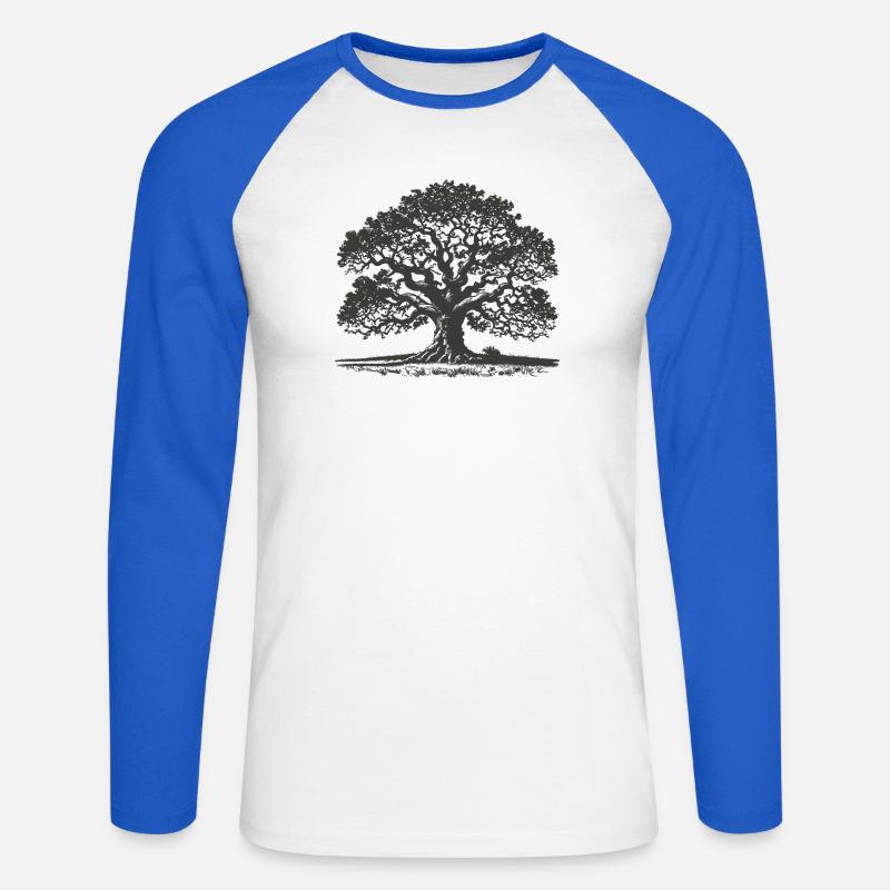 Eiche - Unisex Baseballshirt langarm - Weiß/Royalblau
