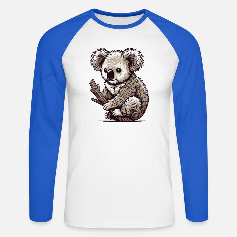 Koala - Unisex Baseballshirt langarm - Weiß/Royalblau
