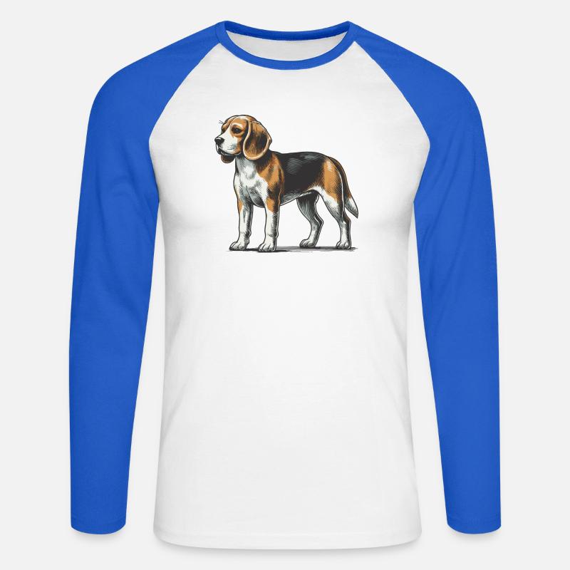 Beagle - Unisex Baseballshirt langarm - Weiß/Royalblau