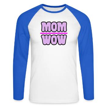mom - Unisex Long Sleeve Baseball T-Shirt - white/royal blue - Front - Nik (191cm)